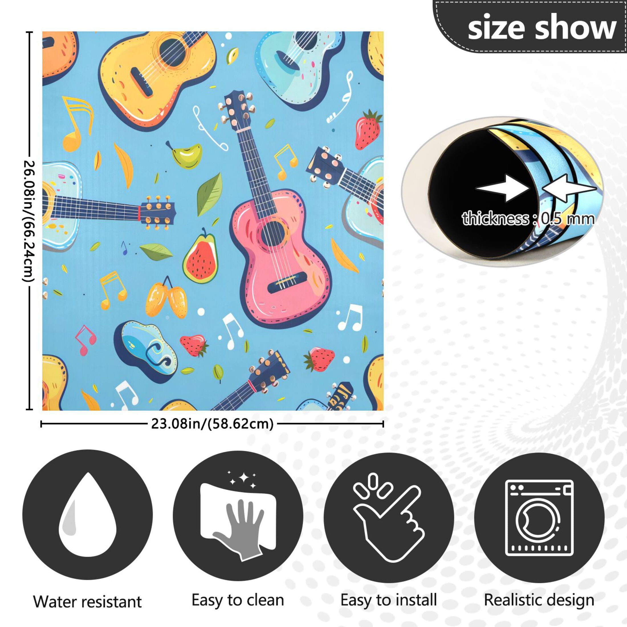 Dishwasher Magnetic Sticker 23x26 Inch Refrigerator Magnetic Sticker Washing Machine Magnetic Sticker Kitchen Panel Magnetic Sticker Home Decor Color Guitar