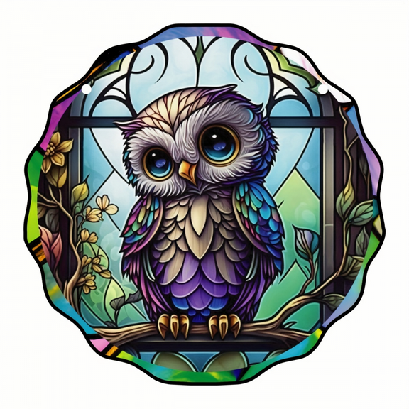 1pc, Owl Decor Stained Glass Window Hangings, Handmade Glass Suncatcher For Office Bedroom Kitchen Laundry House Apartment Dorm Bar, Gifts For Owls Lovers, Room Decoration, Bedroom, Home Decoration