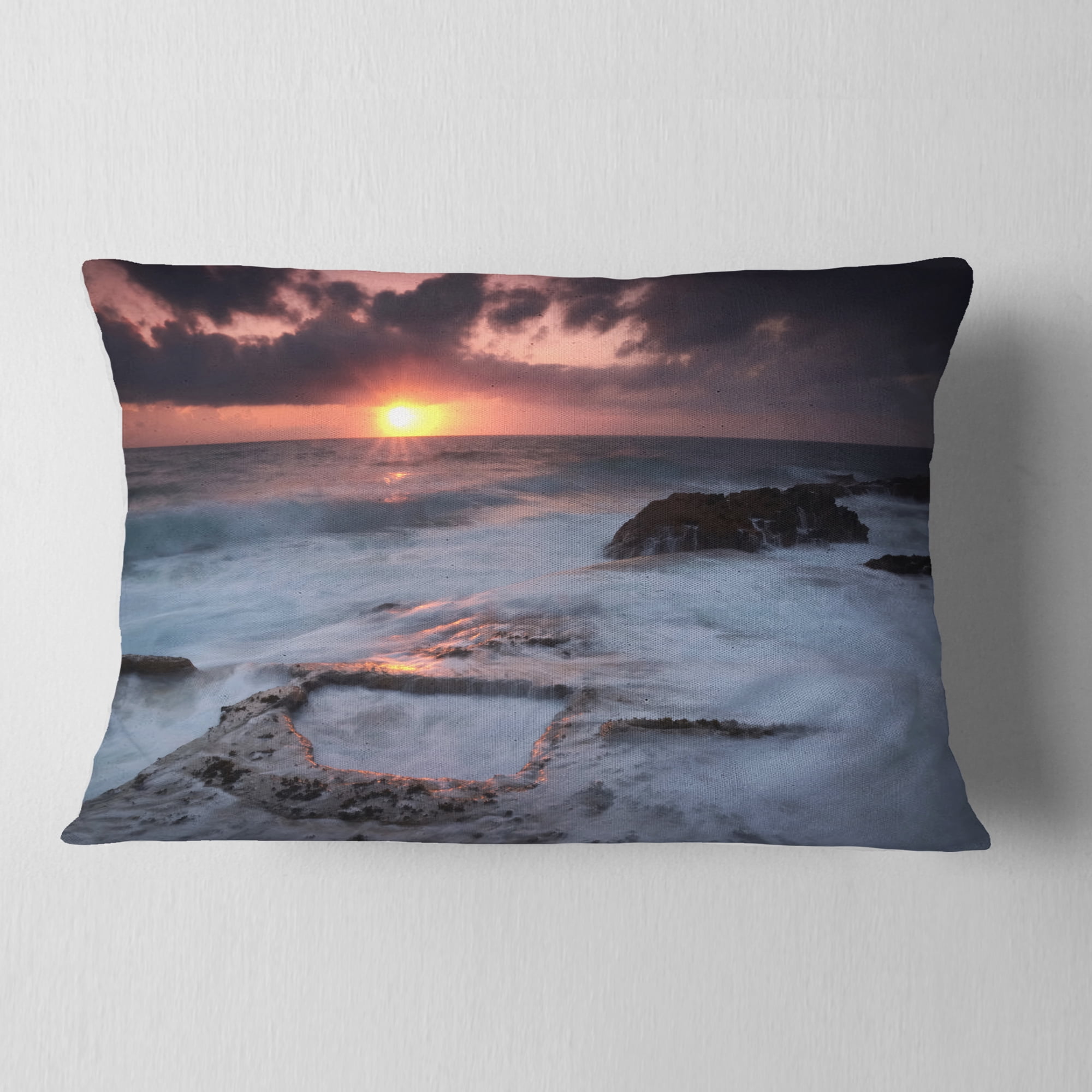 Designart 12" x 20" Multi-color Polyester Throw Pillow