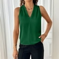 thumbnail image 4 of Ktyne Green Shell Tops for Women Under Blazer Business Casual Sleeveless Blouses To Wear Under a Blazer V-Neck Vest Summer Fashion Work Tops Green XL, 4 of 7