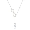 thumbnail image 1 of Delight Jewelry Silvertone Mini Open Peace Heart Key Silver tone Elegant Infinity Lariat Necklace, 1 of 4