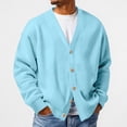 thumbnail image 2 of Yifymode Men's Waffle Knit V Neck Button Down Cardigan Sweater, Long Sleeve Loose Fit Casual Outerwear for Fall Daily School Streetwear, 2 of 10
