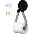 thumbnail image 1 of Toilet Paper Holder Without Drilling, Vintage Toilet Roll Holder, Matte Black, 1 of 5