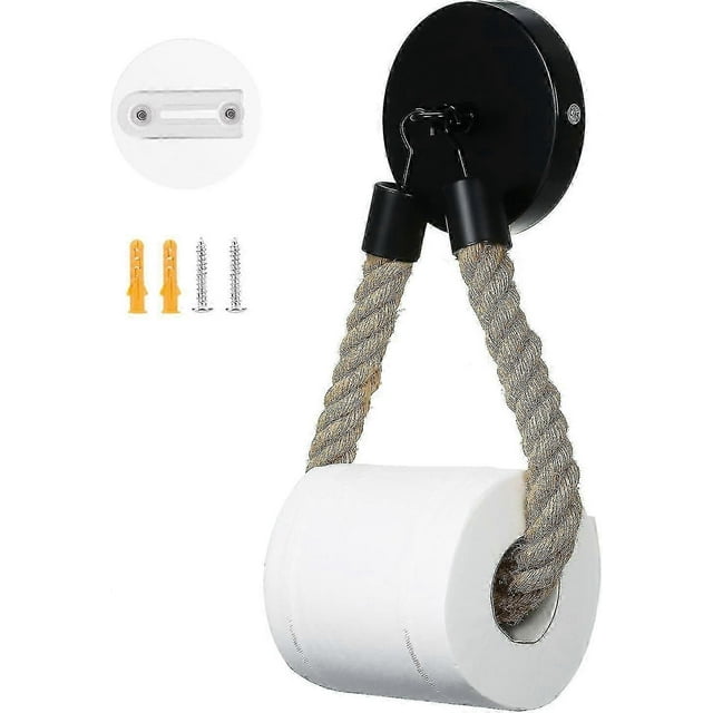 Toilet Paper Holder Without Drilling, Vintage Toilet Roll Holder, Matte Black