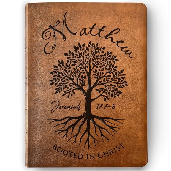 Personalized NASB Wide Margin Bible, Rooted in Christ Tree Design, Custom Name Engraved, Christian Gift, Bible Gifts