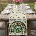 thumbnail image 4 of St Patrick's Day Table Runner 72 Inches, Spring Lucky Shamrock Rainbow Beige Bed Runner Dresser Scarves Tabletop for Indoor Outdoor Parties/Ceremony/Banquet, 13" x 72", 4 of 8