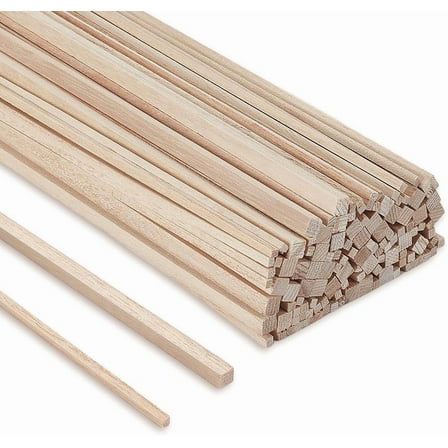 120Pcs Square Wood Dowels 2 Sizes 1/4 1/8 Inch x 12 Inch Long Unfinished Wood Strips Wooden Craft Sticks DIY
