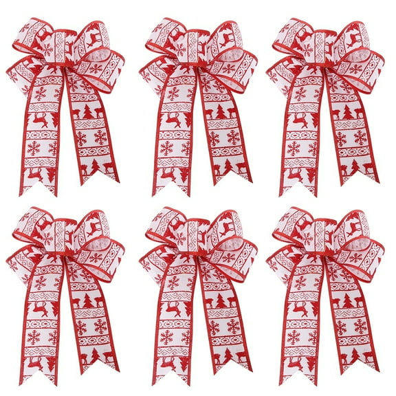 6 Piece Christmas Buffalo Plaid Bow Christmas Bows Burlap Bows Rustic Holiday Decorative Bows for Christmas Tree Wreath Crafts DIY Bow Decorations