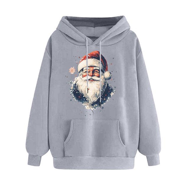 WILLBEST Sudadera de Mujer con Estampado Navideño, Cuello Redondo y Manga Larga, Estilo Casual y Holgado Mediana