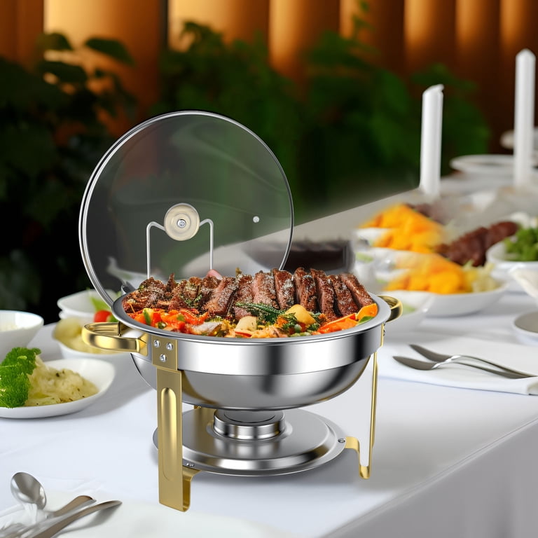 Tinana Round Chafing Dish Buffet Set 2-Pack Stainless Steel photo 4