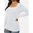 thumbnail image 3 of Women's Sexy Long Sleeve Shirts Square Neck Going Out Tops Basic Fall Fashion Slim Fit T Shirts Blouses, 3 of 4