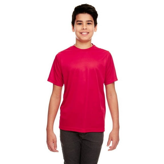 UltraClub Big Boys' Athletic Performance Crewneck T-Shirt, Red, Large