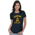thumbnail image 3 of Camping Its Lit Pun Outdoors Nature Womens Slim Fit Graphic Tee Brisco Brands L, 3 of 5