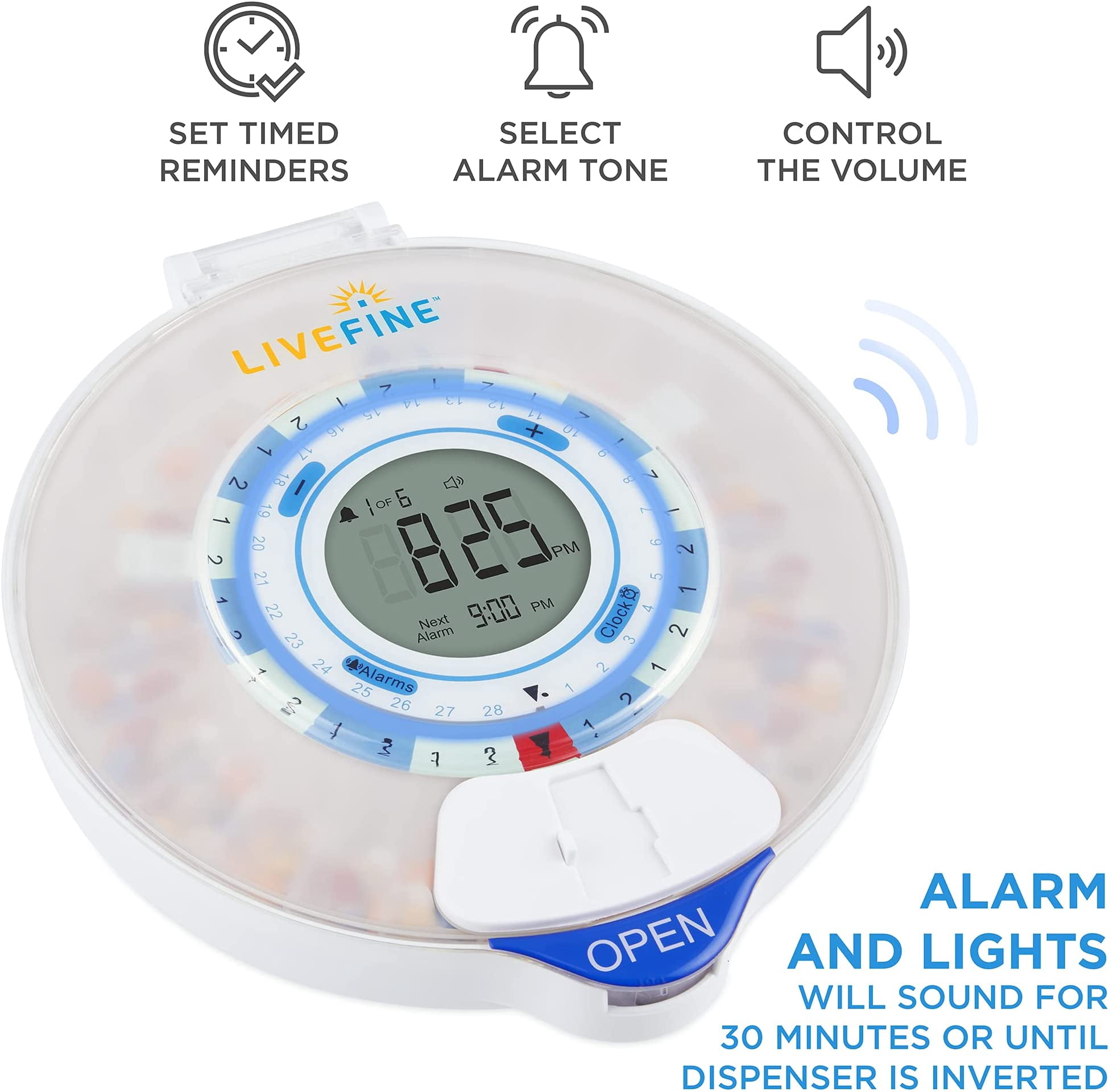 Live Fine Smart Automatic Wifi Pill Dispenser Pill Organizer, Frosted