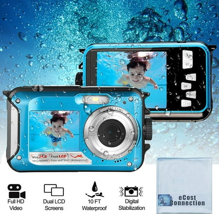 Acuvar 24MP Megapixel Waterproof Dual Screen Full HD 1080P Digital Camera for Under Water Photo and Video Recording for Selfies with LED Flash (Best Digital Camera Under 100 Uk)