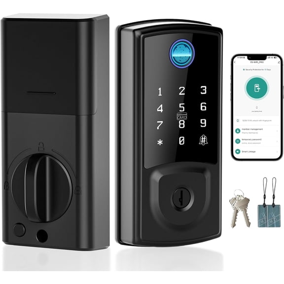 Hansang Smart Door Lock with Keypad and Fingerprint, Keyless Entry Deadbolt with App Control
