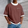 thumbnail image 2 of Telankuip Waffle Fake Two Pieces T Shirts for Men Loose Comfortable Color Block Workout Pullover Tops Crew Neck Short Sleeve Tee Shirt with Zipper Pockets 3-Red XL, 2 of 4