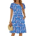 thumbnail image 3 of UVN Womens Summer Dresses Short Petal Sleeve Crew Neck Midi Sundress for Women A-Line Flowy Dress with Pocket, 3 of 9