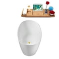 thumbnail image 3 of 59" Streamline G-30-163-GLD Soaking Glossy White Freestanding Tub and Tray With Internal Drain in Polished Gold, 3 of 10