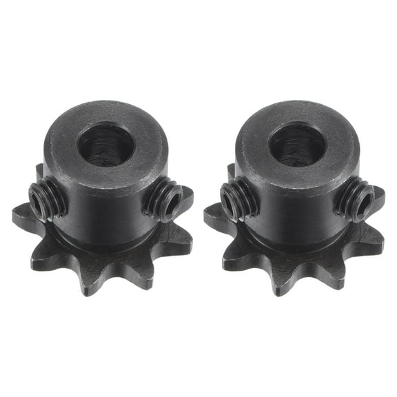 Uxcell #25 Chain Roller Sprocket, 6.35mm Bore 1/4" Pitch 9 Tooth Single Strand Chain Sprocket with Set Screws 2Pack