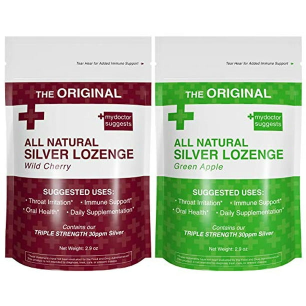 Organic Silver Lozenges Wild Cherry and Green Apple (2Pack) Throat
