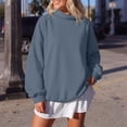 thumbnail image 4 of GZWYHT Mock Neck Sweatshirt Women High Neck Sweatshirt Oversized Hoodie Fashion Clothing Baggy Hoodie Plus Size Mock Neck Sweatshirt Long Sleeve Sweatshirt Hiking Clothes For Blue M, 4 of 9