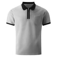 thumbnail image 4 of DPTALR Men's Fashion Contrast Trim Waffle Knit T-shirt with Pocket,Gray,Big Men's,Tall Men's XXL,Young Men's T-shirt, 4 of 9