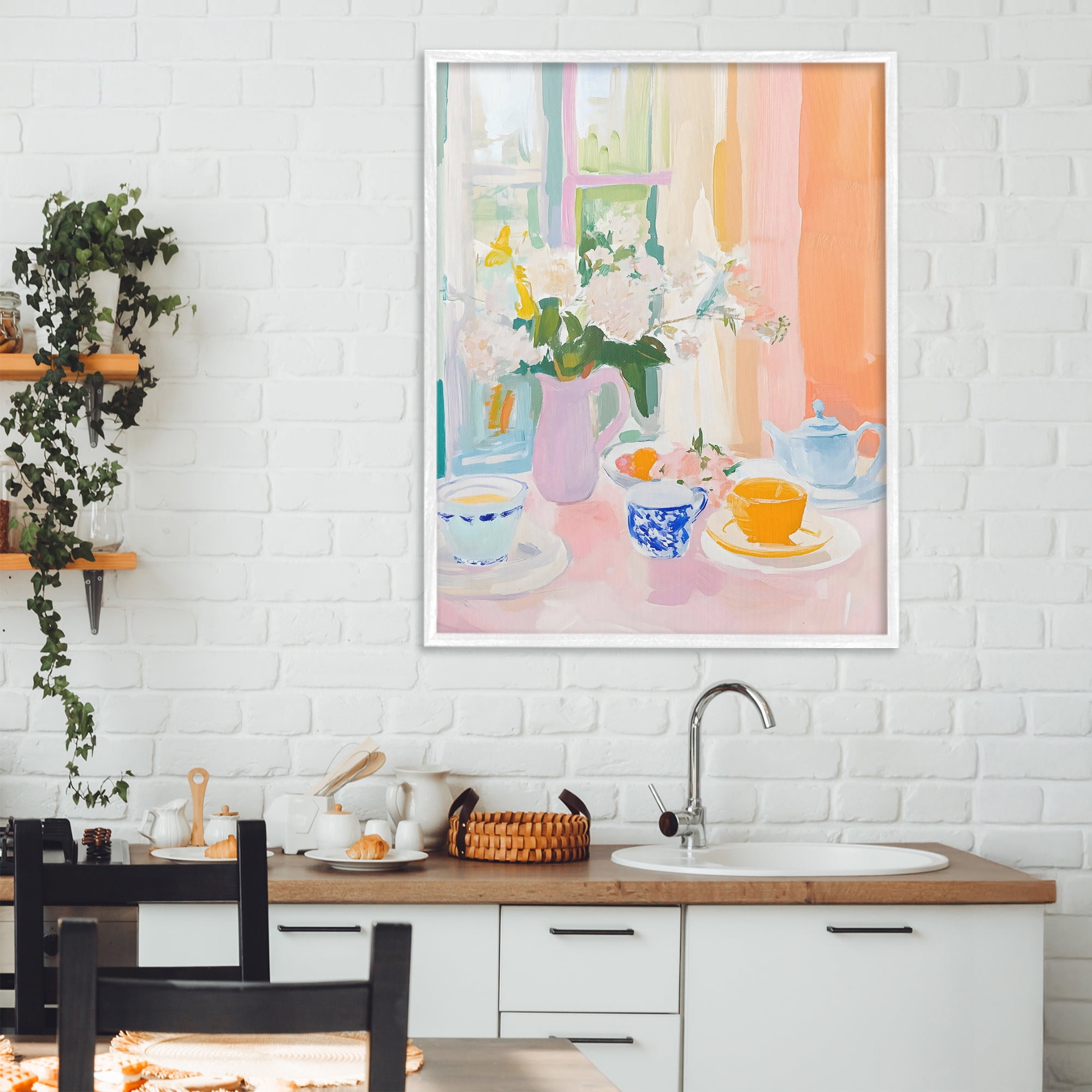 Stupell Industries Breakfast Still Life Abstraction White Framed Giclee Art, design by The Prints Vibe