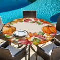 thumbnail image 6 of Orange Pumpkins Round Tablecloth, Fitted Table Cover with Elastic for 55"-60" Round Tables, Farmhouse Botanical Leaves Rustic Vintage Table Cloth Outdoor Indoor Dinning Party Waterproof Tablecloths, 6 of 7