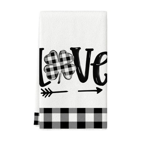 Buffalo Plaid Shamrocks Lucky Truck St. Patrick s Day Kitchen Towels Dish Towels 16x24 Inch Seasonal Spring Decoration Hand Towels B
