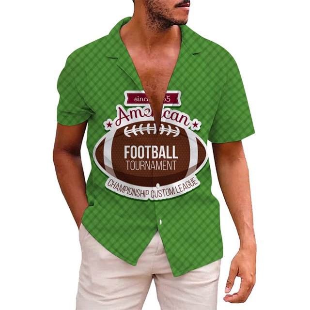 Camisas De Franela Para Hombre Camiseta de regalo deportiva para al fútbol americano para hombre, camiseta de Rugby Retro deportiva para jugador de Rugby Vintage (Green, XXL)