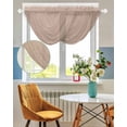 thumbnail image 3 of Warm Beige Sheer Waterfall Valance Curtains for Window, Solid Color Farmhouse Beige Rod Pocket Sheer Topper Swag Curtains for Living Room, Kitchen 38.5"W x 47.2"L, 2 Panels, 3 of 7