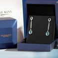 thumbnail image 5 of Gem Stone King 925 Sterling Silver Black Swiss Blue Topaz and Black and White Zirconia Dangle Earrings for Women (2.50 Cttw, Gemstone Birthstone, 38MM = 1.5 inch), 5 of 5