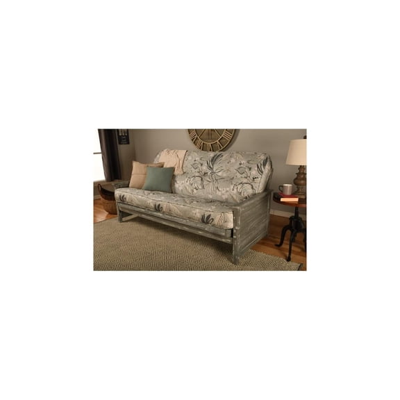 Futon Frame with Mattress - Weathered Gray Finish - Full Size Convertible