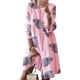 thumbnail image 3 of Vestido Mujer Vestido Estampado Vintage Manga 3/4 Paño De Cuello Redondo, Rosa Hoja, XL Yuarrent AP002219-36, 3 of 5