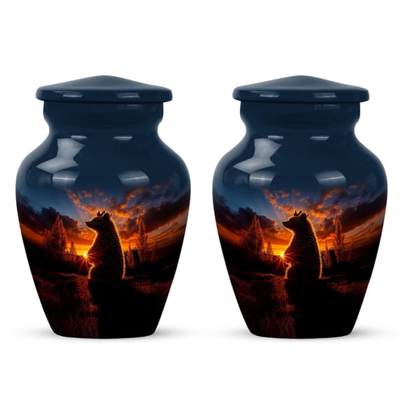 Yatskia Sunset Crown Teddy Bear Small Urns for Human Ashes Keepsake Mother and Father, Mini Urn for Adult Ashes, (Classic Pack of 2, 3 Inch)