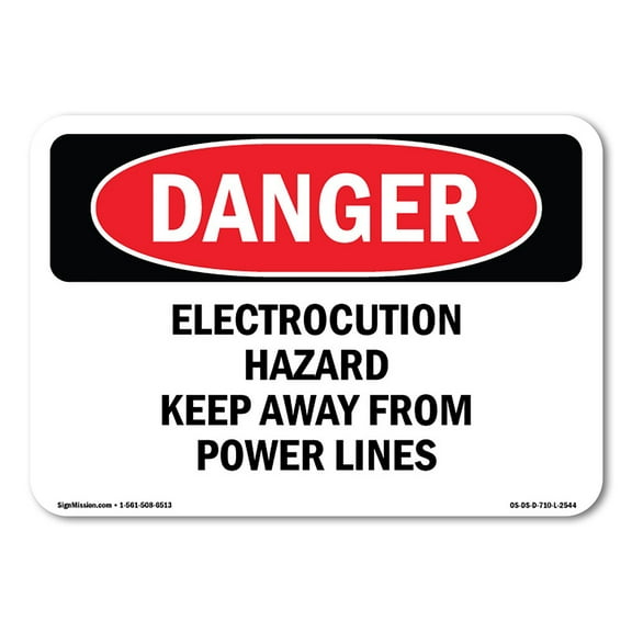 OSHA Danger Sign - Electrocution Hazard Keep Away From Power Lines | Plastic Sign | Protect Your Business, Construction Site, Shop Area |  Made in The USA
