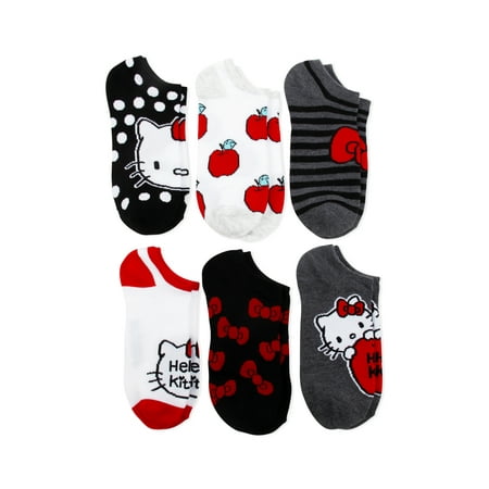 Ladies Hello Kitty No Shows, 6 Pack