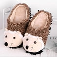 thumbnail image 3 of unbranded 1Par Pantuflas De Para Mujer Con De Erizo Peludo Antideslizantes Para Casa En Marrón, 3 of 6