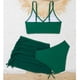 thumbnail image 5 of REDARER Girls' 3-Piece Swimsuit Set with Bikini, Ruched Cover-Up & Wrap Skirt – Plain Design for Summer, Beach, and Pool,Size 9-10 Years, 5 of 5