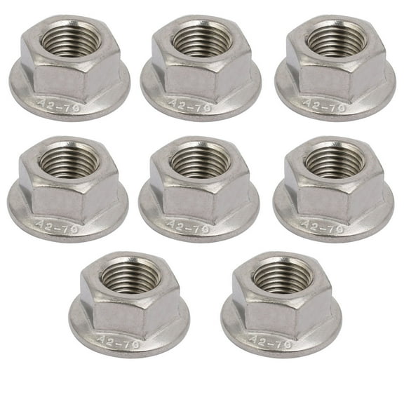 Unique Bargains 8pcs M12 x 1.25mm Pitch Metric Fine Thread 304 Stainless Steel Hex Flange Nut