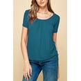 thumbnail image 3 of Made by Johnny Women's Scoop Neck Short Sleeve Pleated Front Blouse Tunic Top XXL TEAL, 3 of 6