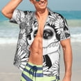 thumbnail image 4 of Picia Floral Sugar Skull Portrait Gentle Cotton Regular Fit Short Sleeve Casual Hawaiian Shirt for Men-Small, 4 of 8