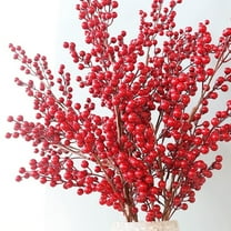 Topboutique 5 Pcs Artificial Red Berries Stems,26 inch Faux Berry Branches,Waterproof Berry Branches,for Christmas Tree Holiday Wedding DIY Floral Arrangements,Fake Floral Filler