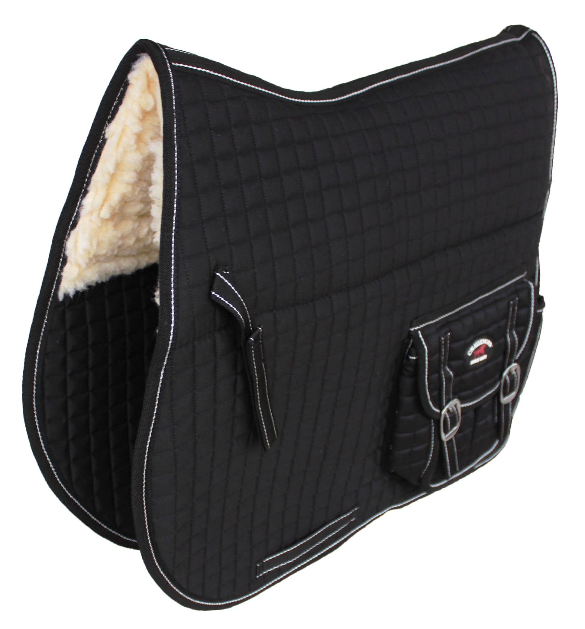 Horse English Quilted Fleece Padded Dressage Saddle Pad with Pockets