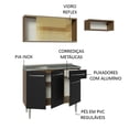 thumbnail image 4 of Madesa Gabinete de Cocina Integral Compacta 165 cm con Fregadero Emilly Rustic/Negro 06, 4 of 10