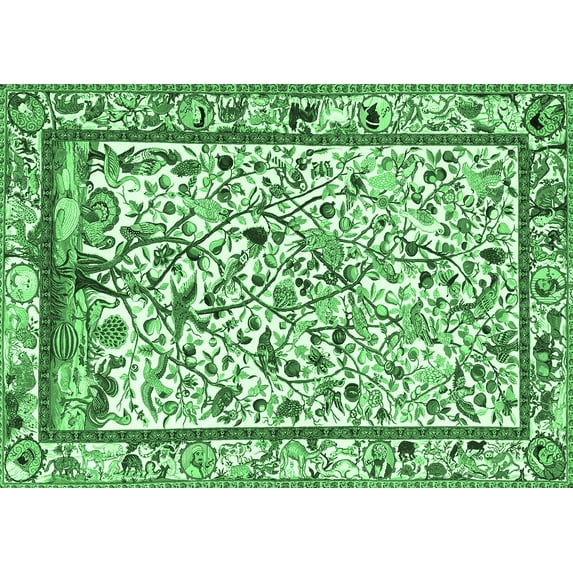 Ahgly Company Indoor Rectangle Persian Emerald Green Traditional Area Rugs, 2' x 3'