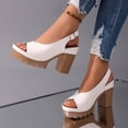 thumbnail image 6 of Viluyesy Platform Sandals for Womens, Ankle Strap Peep Toe Chunky Heels Summer Slingback Dressy Shoes Beige US5.5, 6 of 9