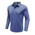 thumbnail image 3 of YYDGH Men's Fashion Polo Shirts Cotton Classic Long Sleeve Thermal Button Shirt with Pocket Casual Dressy Regular Fit Pullover Shirt, 3 of 6