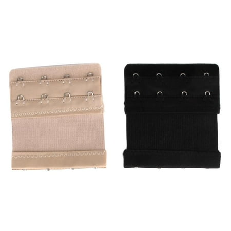 

Elastic 4-Eye Hook Bra Extension Extender 2pcs Black and Nude